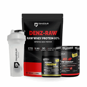 Lean Muscle & Pre-Workout Stack | Raw Whey Unflavoured 1.02kg + Creatine Unflavoured 100g + Bee HP Watermelon 300g + Shaker