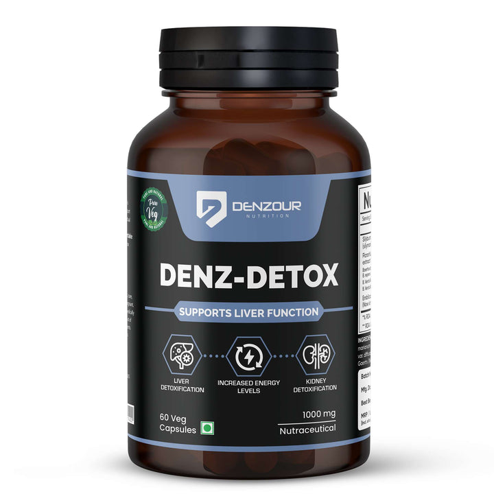 Denz Detox - 60 Capsules | Supports Liver Function | Vegan & Natural, 1000mg Nutraceutical