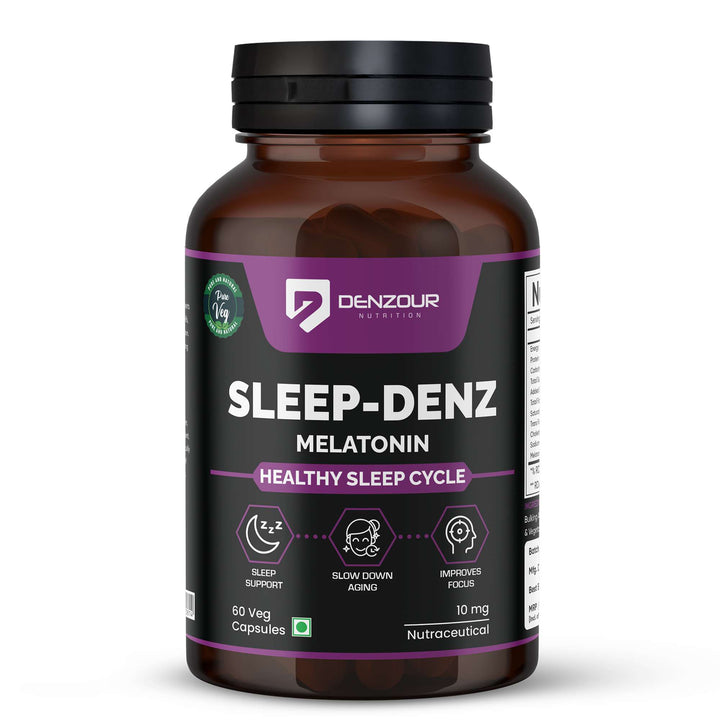 Sleep Denz Melatonin - 60 Capsules | Healthy Sleep Support | Vegan & Natural, 10mg Melatonin