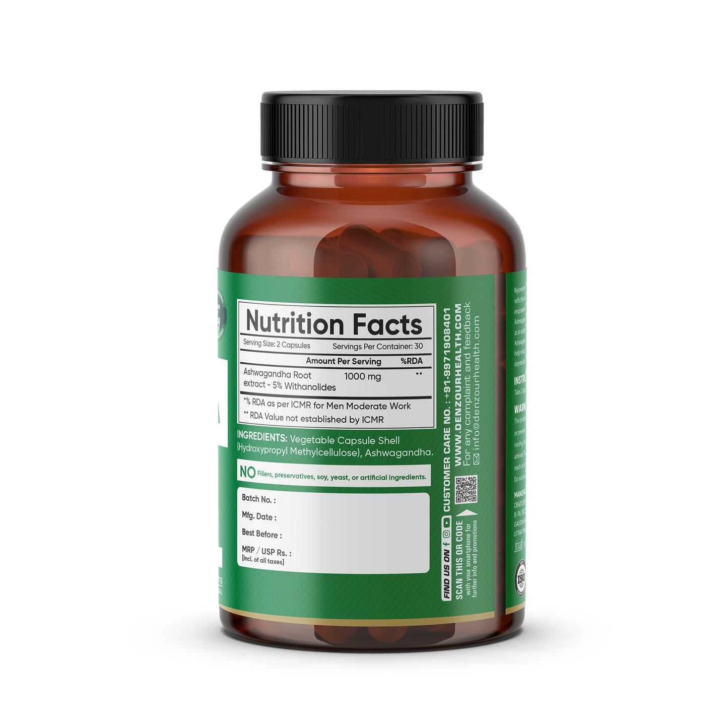Denzour Health Ashwagandha - 60 Capsules