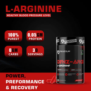 Denz-Argi L-Arginine | 60 Capsules & 100% Purest Form | Muscle Growth Supports | 1000mg Per Serving