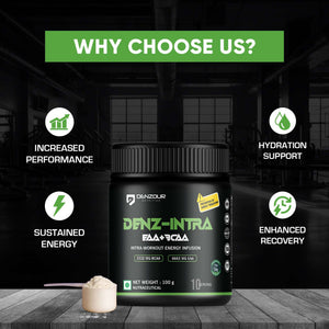 Denz-Intra BCAA + EAA Powder | Intra Workout | 3332mg BCAA & 6663mg EAA | Pure Veg