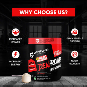 Den Roar Pre-Workout 300g | Quick Muscle Growth | 4500mg Beta - Alanine & 250mg Caffeine