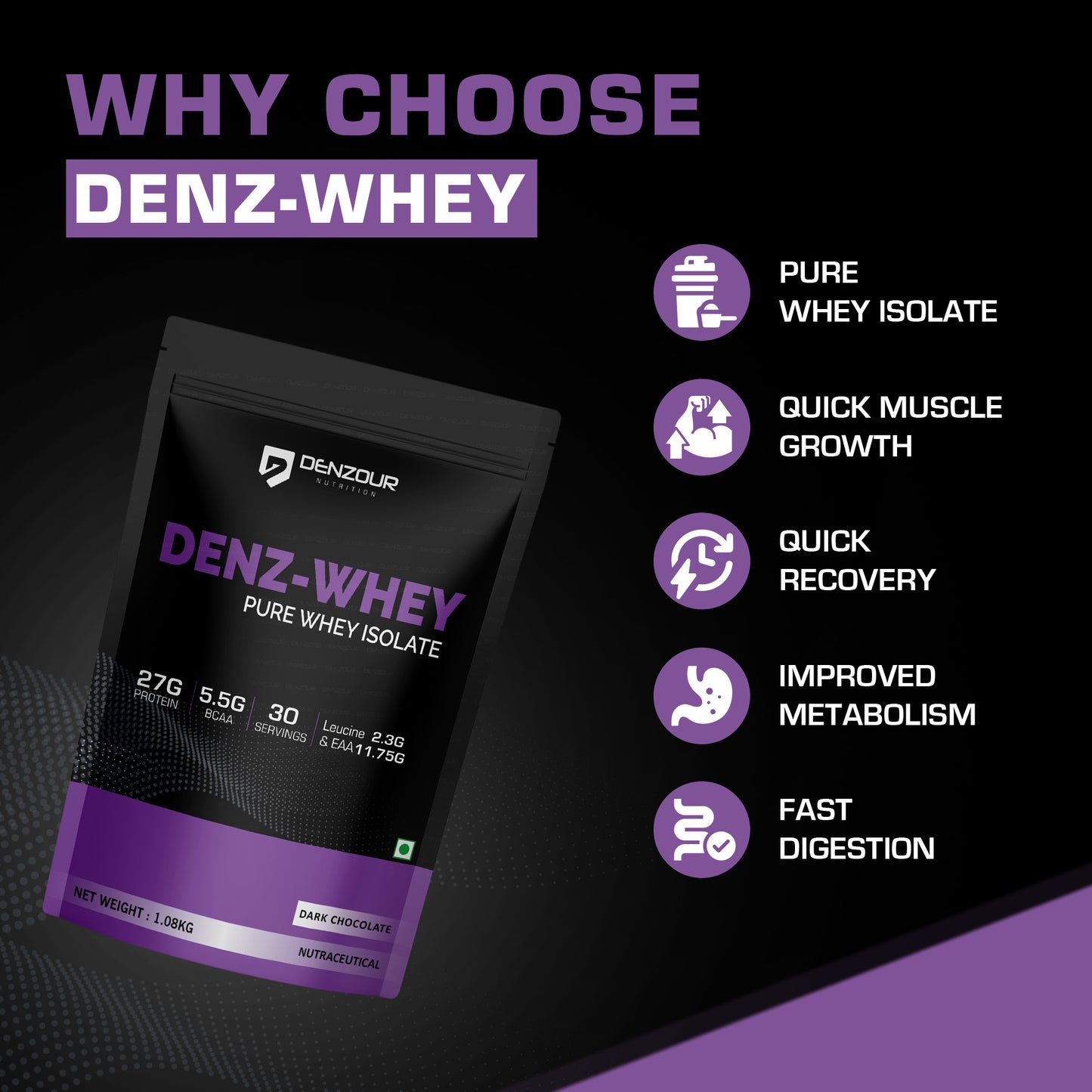 Denz-Whey Pure Isolate Protein - 27g