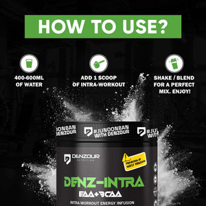 Denz-Intra BCAA + EAA Powder | Intra Workout | 3332mg BCAA & 6663mg EAA | Pure Veg