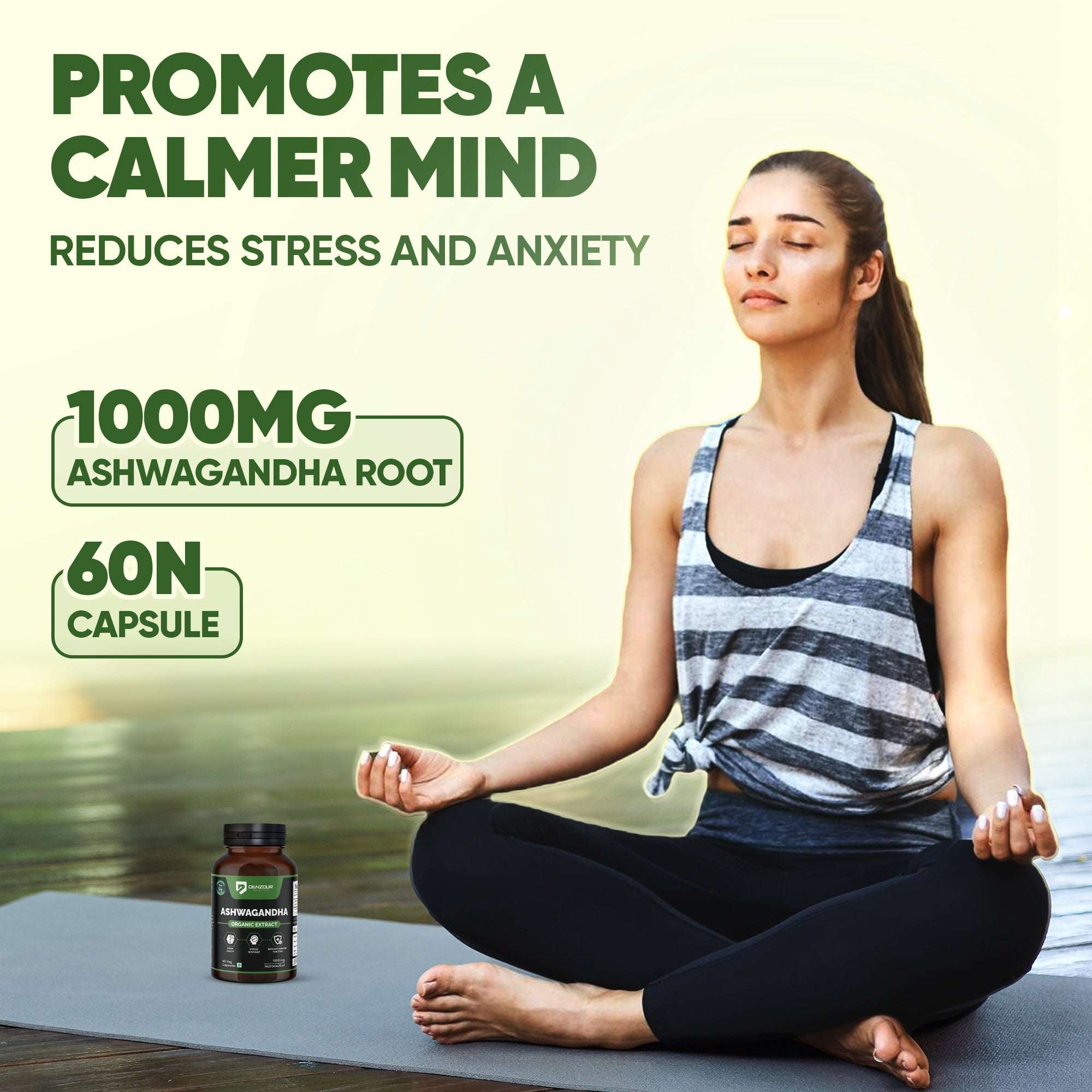 Ashwagandha Capsules - 60 | Organic Extract | Reduces Stress & Anxiety 1000mg