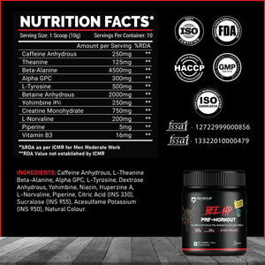 Pre Workout Powder Nutrition Facts and Ingredients