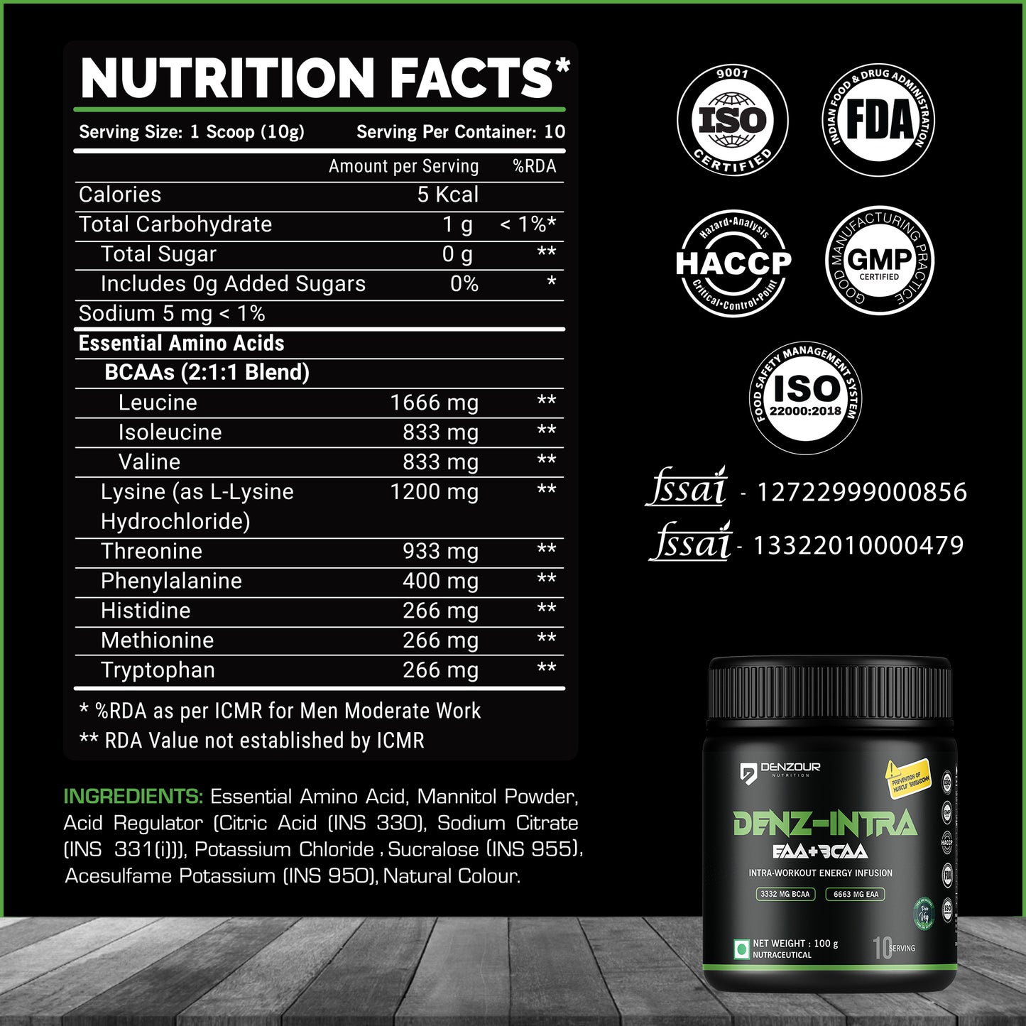 Denz-Intra BCAA+EAA for Better Hydration