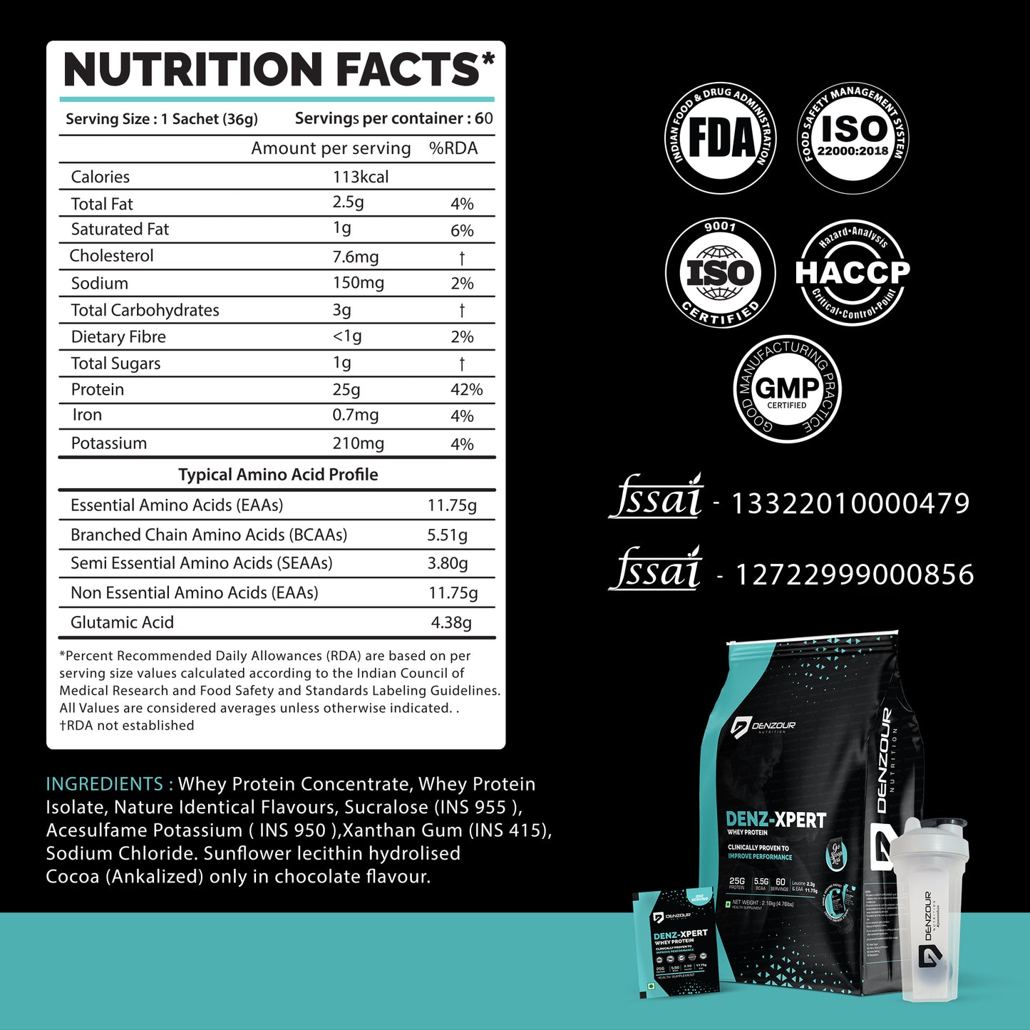 Denz-Xpert Whey Protein - 25G Protein