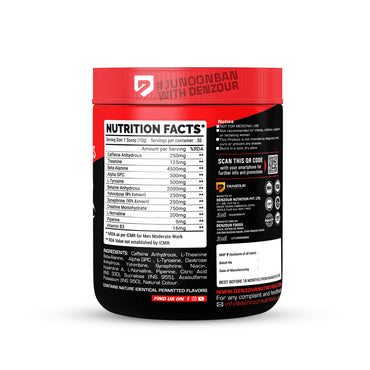 Den Roar Pre-Workout 300g | Quick Muscle Growth | 4500mg Beta - Alanine & 250mg Caffeine