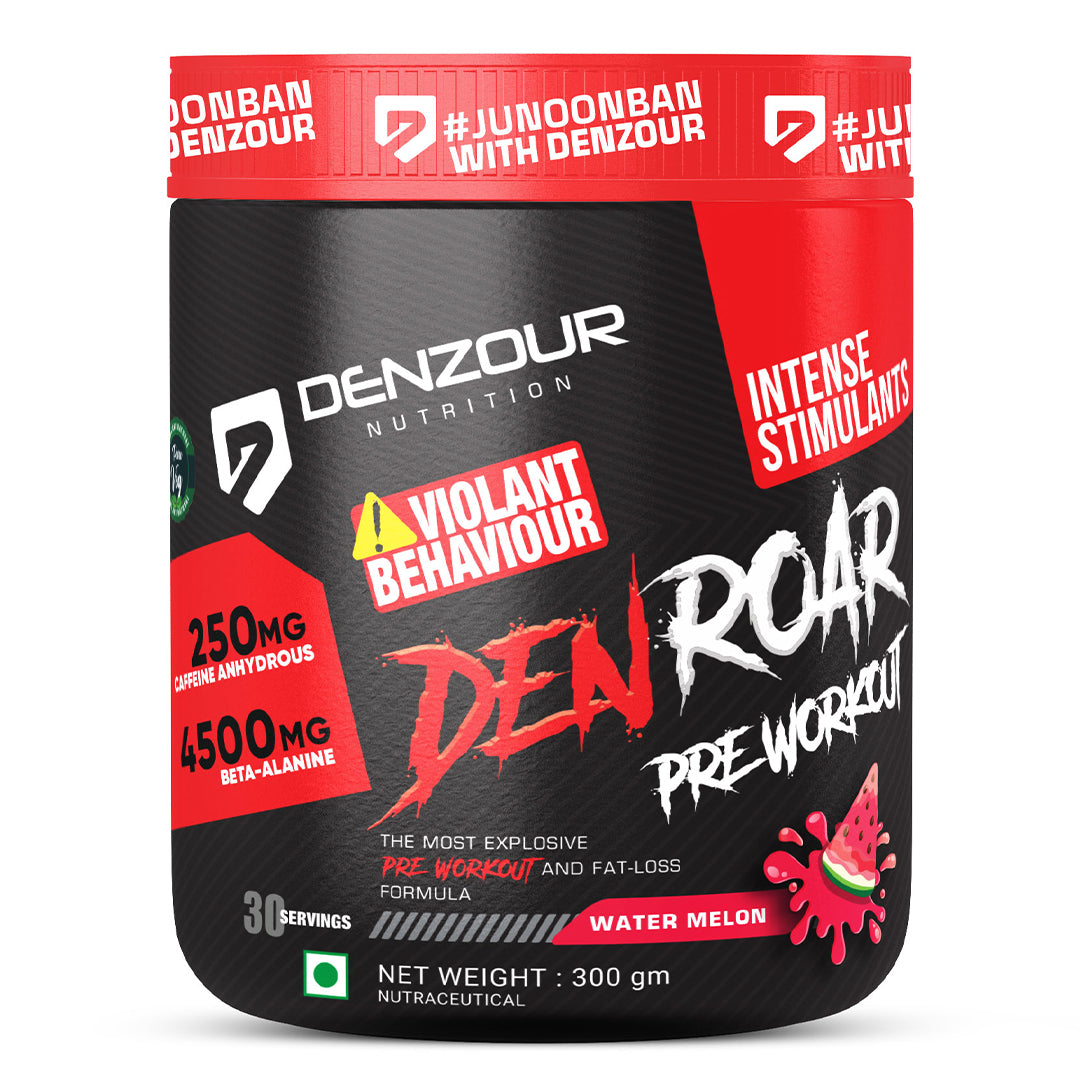 Den Roar Pre-Workout 300g | Quick Muscle Growth | 4500mg Beta - Alanine & 250mg Caffeine