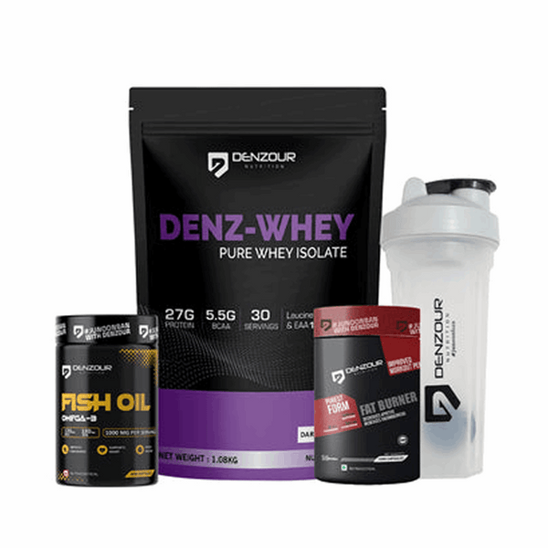 Denzour Lean Cut Stack | Denz-Whey Isolate + Fat Burner + Omega-3 Fish Oil + Shaker