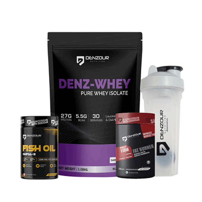 Denzour Lean Cut Stack | Denz-Whey Isolate + Fat Burner + Omega-3 Fish Oil + Shaker
