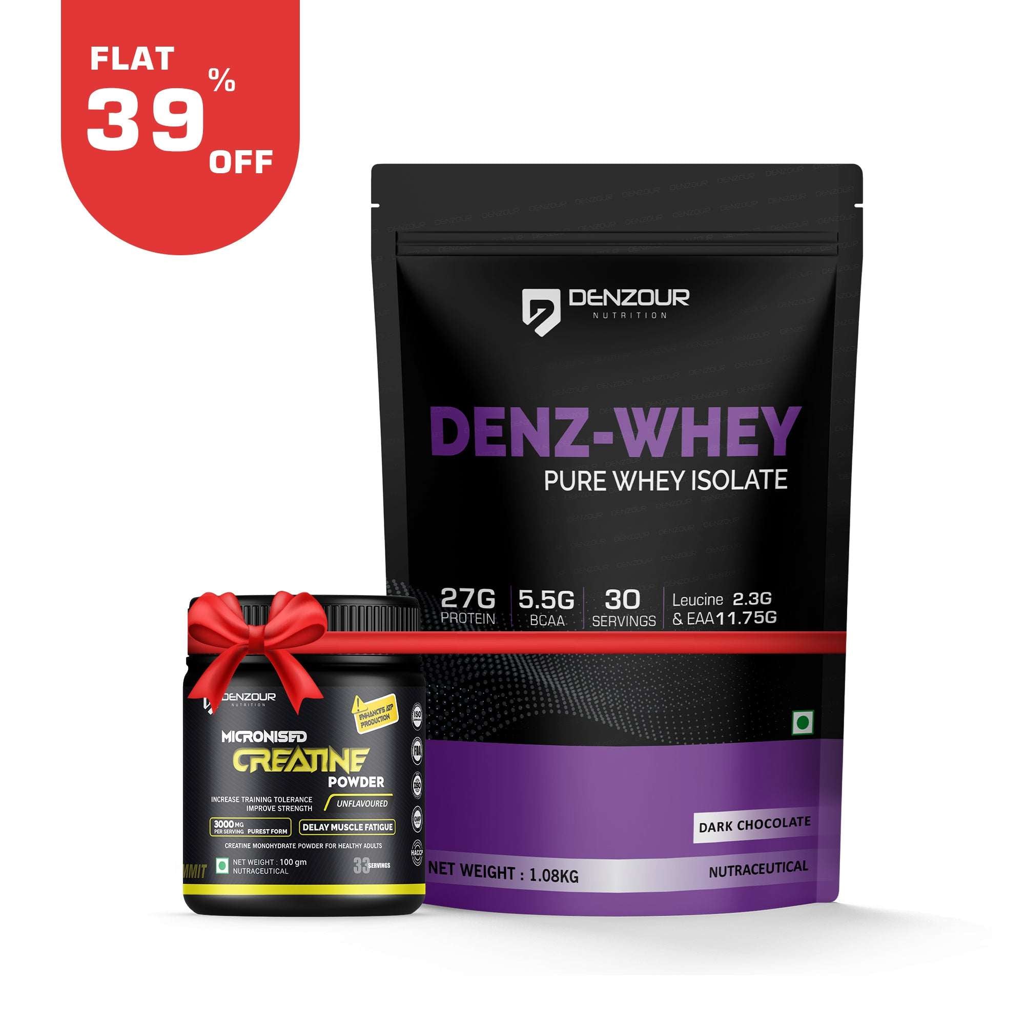 Denzour Nutrition Whey Isolate + Creatine Powder Combo