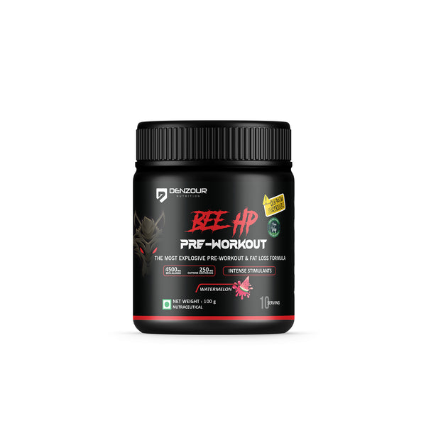 Denzour Nutrition BEE-HP Pre-Workout with 750mg Creatine Monohydrate & 4500mg Beta-Alanine, Intense Energy with Fat Loss Formula