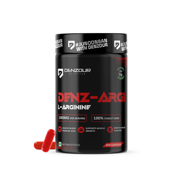 Denzour Nutrition Denz-Argi L-Arginine 1000mg for Muscle Growth, Supports Heavy Training for Men & Women - 60 Capsules