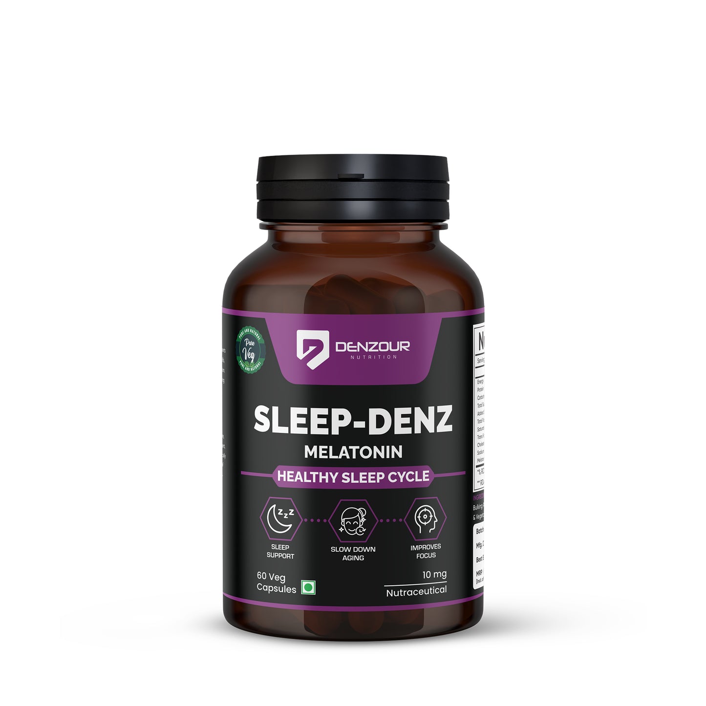 Denzour Nutrition Melatonin 10mg Sleep Aid - 60 Capsules