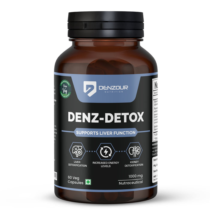 Denz Detox - 60 Capsules | Supports Liver Function | Vegan & Natural, 1000mg Nutraceutical