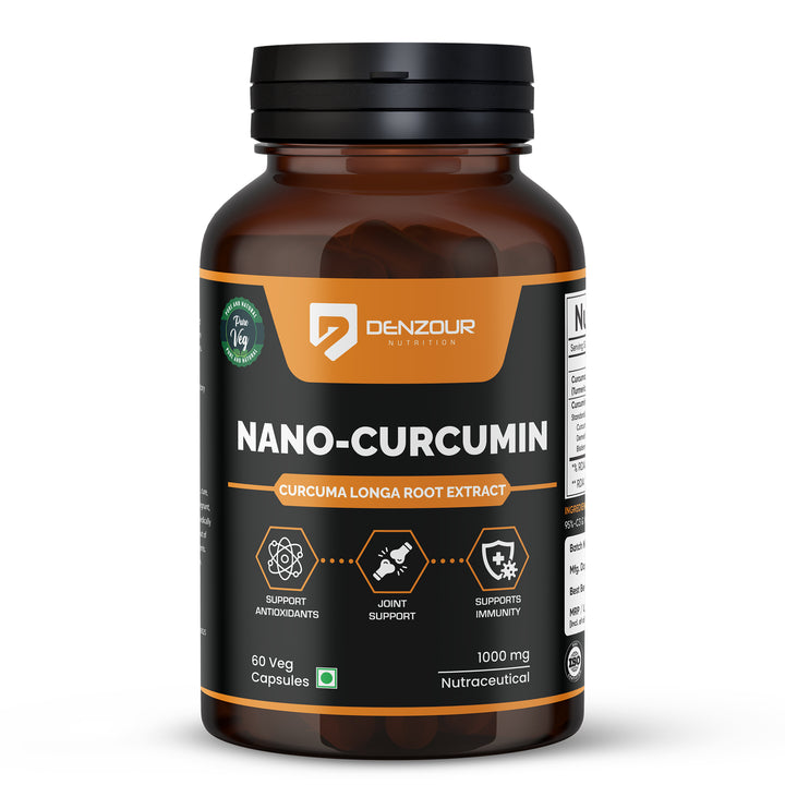 Denzour Nutrition Nano-Curcumin | with 95% Curcuminoids & 60 Capsules | 1000mg Curcumin