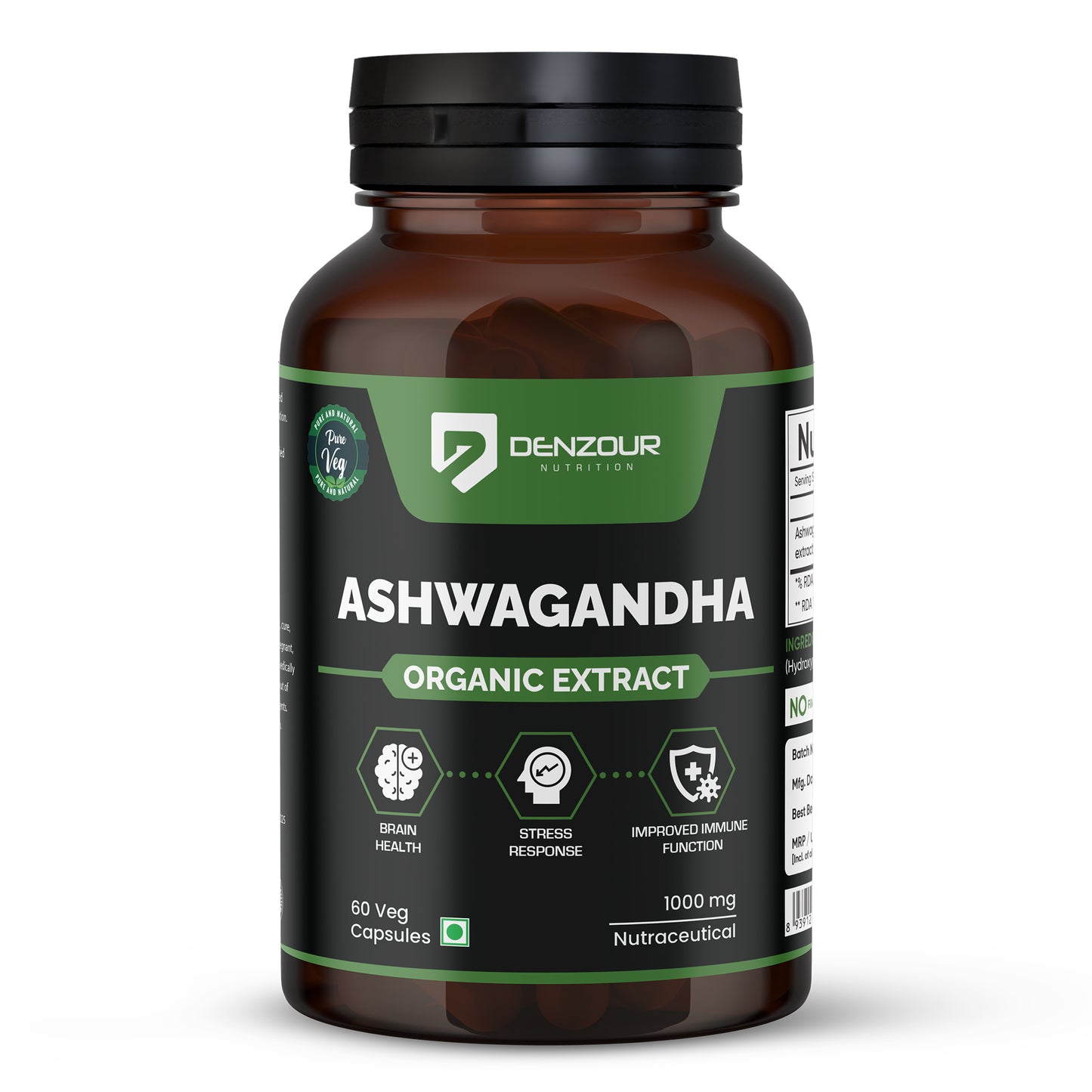 Denzour Nutrition Ashwagandha | Enhance Stress Resilience & Wellbeing - 60 Capsules