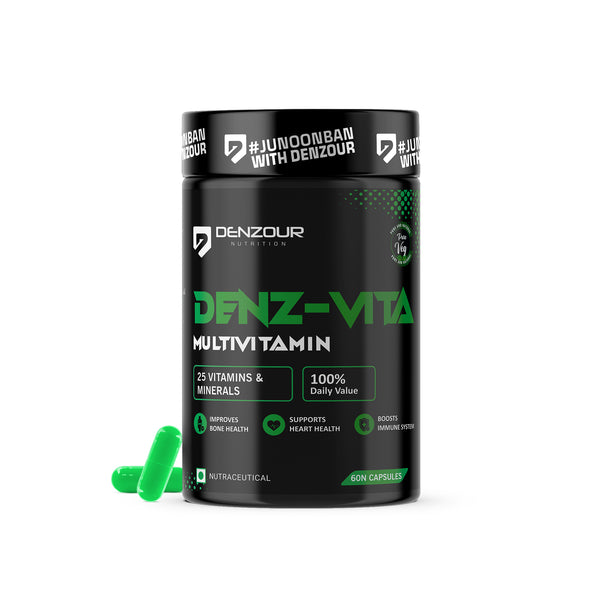 Denzour Nutrition Denz-Vita Multivitamin with 25 Vitamin & Minerals for Energy, Stamina & Recovery - Men & Women - 60 Capsules