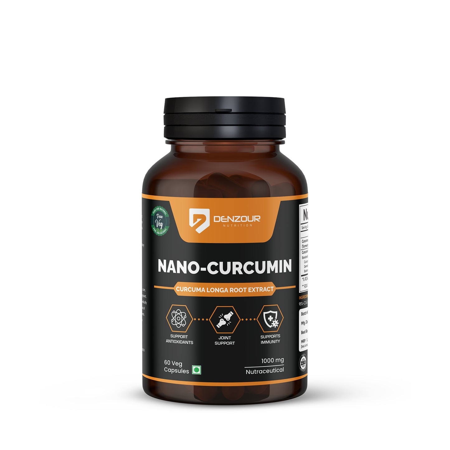 Denzour Nutrition Nano-Curcumin with 95% Curcuminoids - 60 Capsules