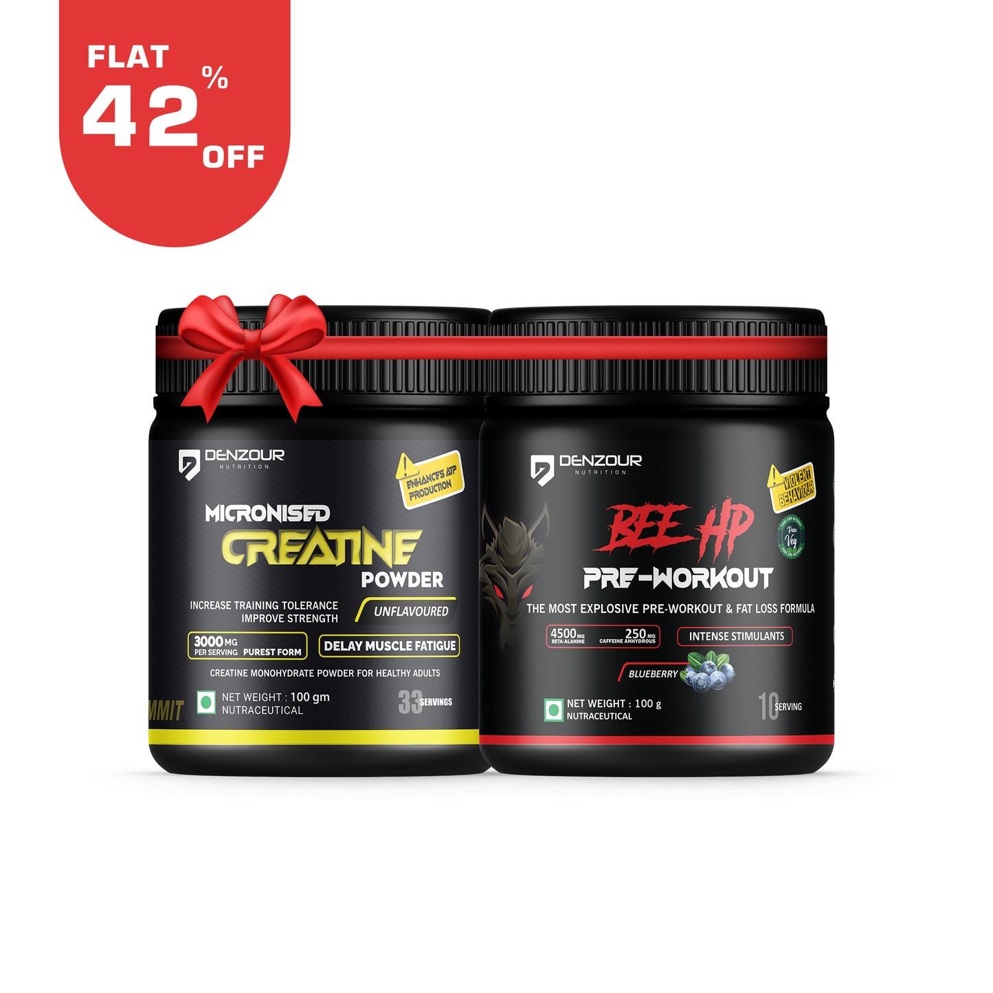 Denzour Nutrition Bee-HP Preworkout + Micronised Creatin Combo - 100g