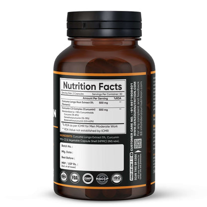 Denzour Nutrition Nano-Curcumin | with 95% Curcuminoids & 60 Capsules | 1000mg Curcumin