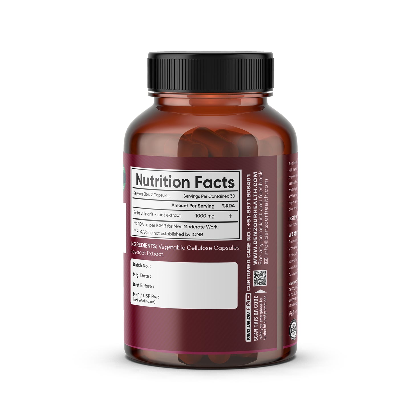Denzour Health Beetroot - 60 Capsules