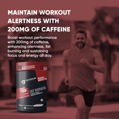 Denzour Fat Burner - 100 Capsules | Lean Muscles Support | 250mg Caffeine, 50mg Synephrine