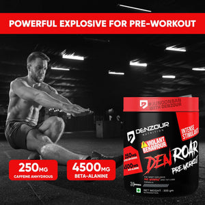 Den Roar Pre-Workout 300g | Quick Muscle Growth | 4500mg Beta - Alanine & 250mg Caffeine