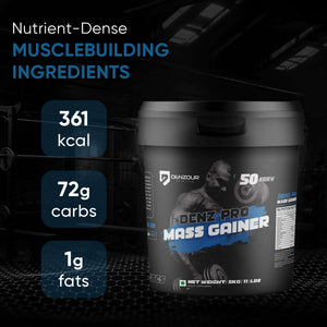 Denz-Pro Mass Gainer - 5Kg (11 Lb) | Muscle Growth Support | 15g Protein, 361 Kcal & 19.4g Sugar