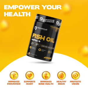 Denzour Fish Oil Omega - 3 | 60 Capsules, DHA 120mg & EPA 180mg | Mercury Free