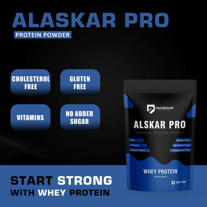 Denzour Alskar Pro Whey Protein Powder - 500g | Gluten Free & No Added Sugar