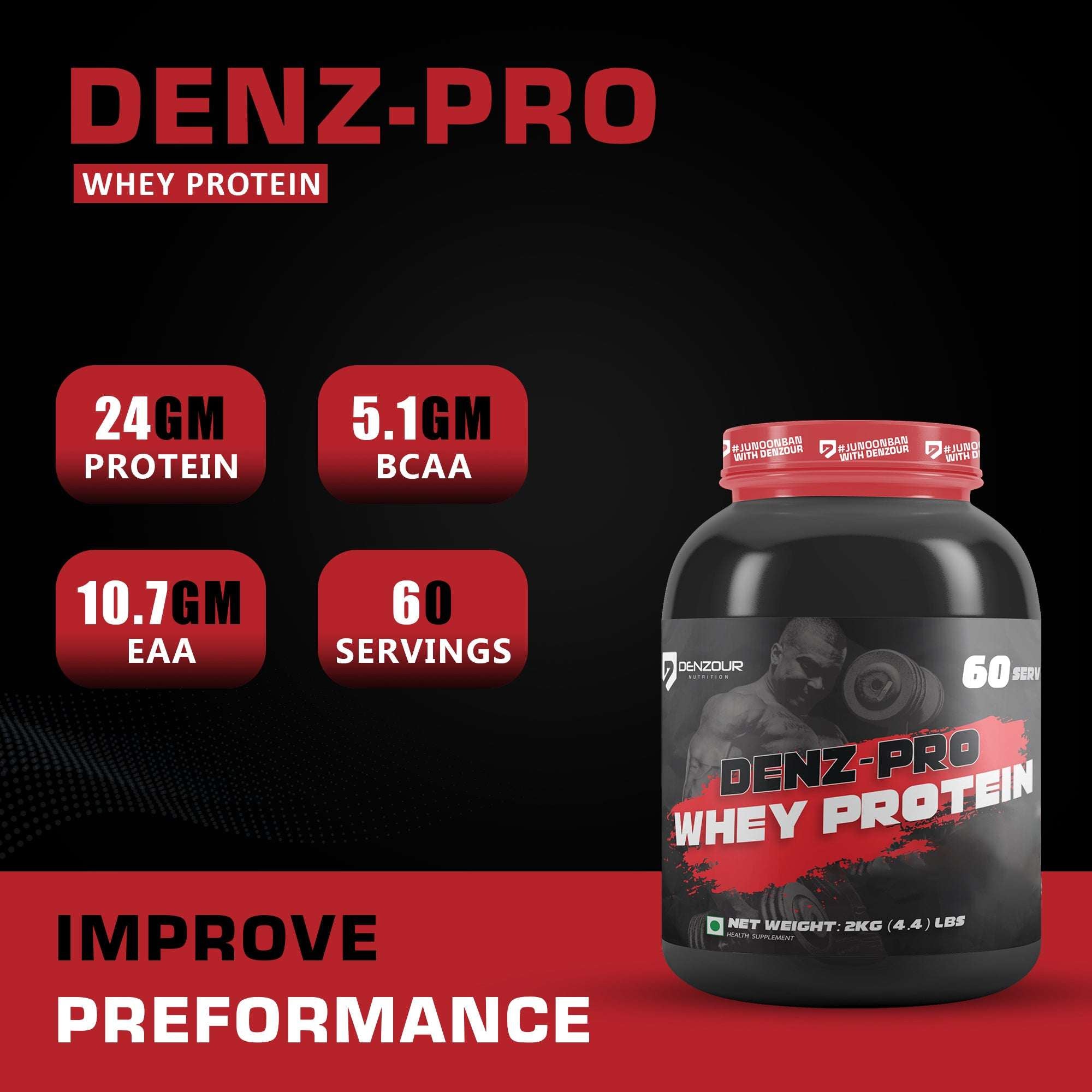 Denz-Pro Whey Protein 2Kg with BCAA & EAA