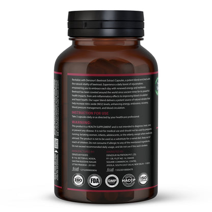 Denzour Nutrition Beetroot Extract Capsule | 1000mg Per Serving - 60 Capsule