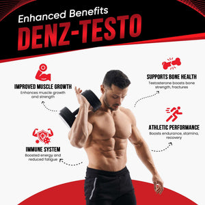 Denz Testo - 60 Capsules | Testosterone Booster | Vegan & Natural, 1000mg