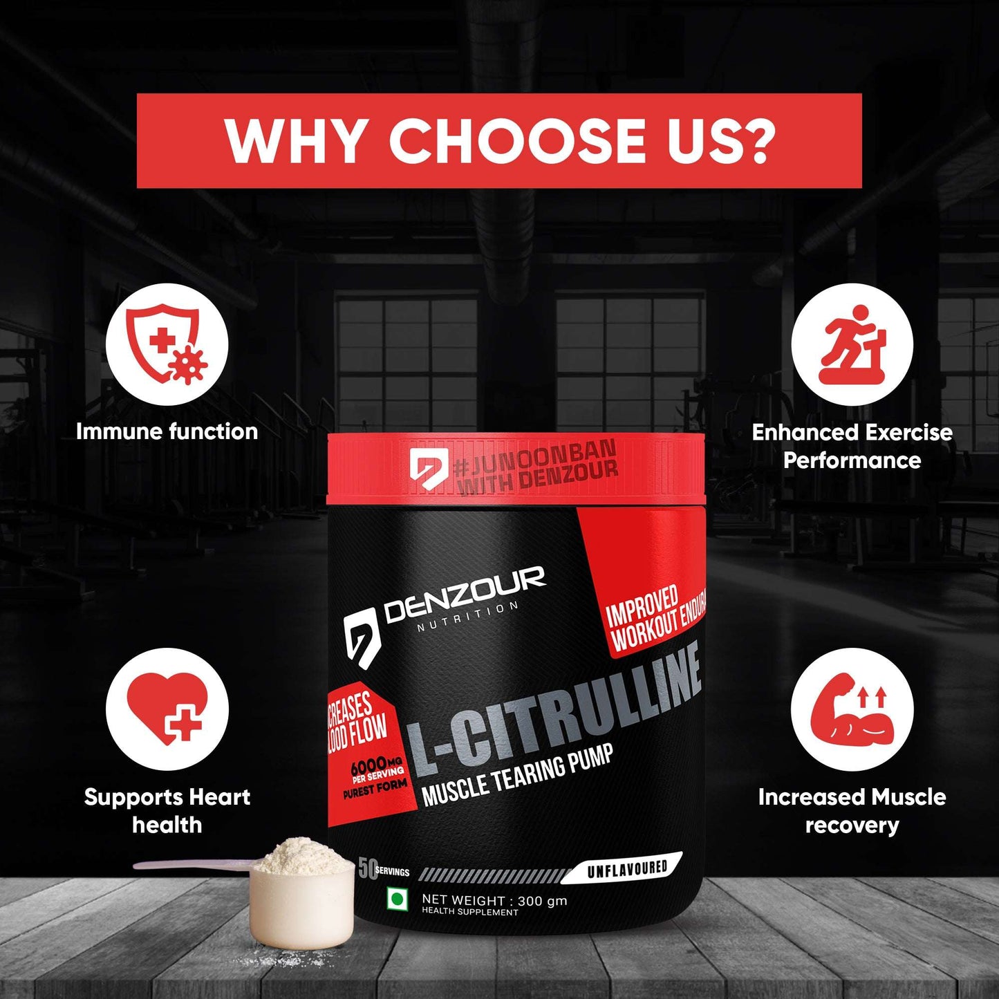 Denzour L-Citrulline - 300g | Muscle Tearing Pump | 6g Per Serving & Unflavoured