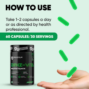 Denz-Vita Multivitamin - 60 Capsules | 100% Daily Value | 25 Vitamins & Minerals