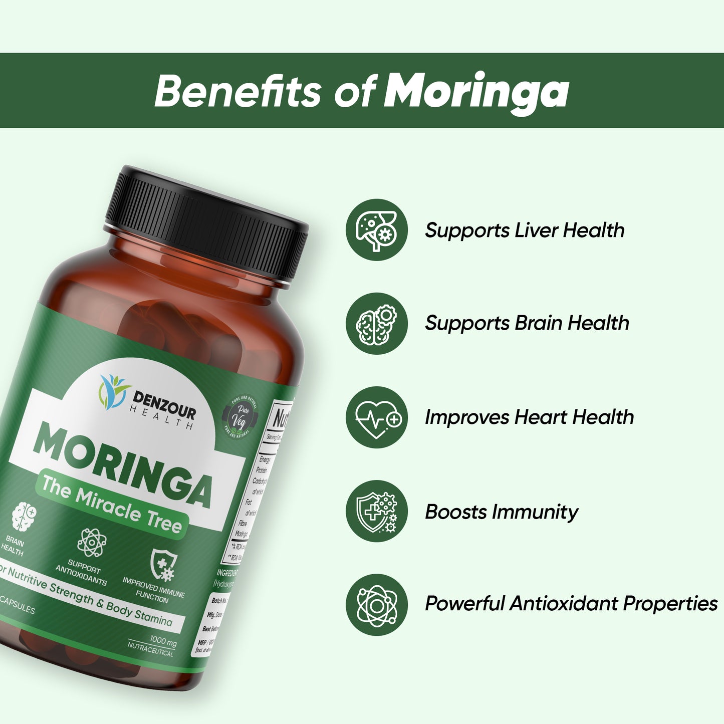 Denzour Health Moringa - 60 Capsules