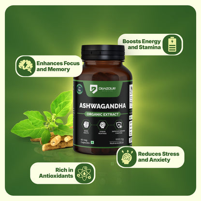 Denzour Nutrition Ashwagandha | Enhance Stress Resilience & Wellbeing - 60 Capsules