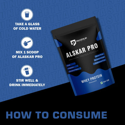 Denzour Alskar Pro Whey Protein Powder - 500g | Gluten Free & No Added Sugar