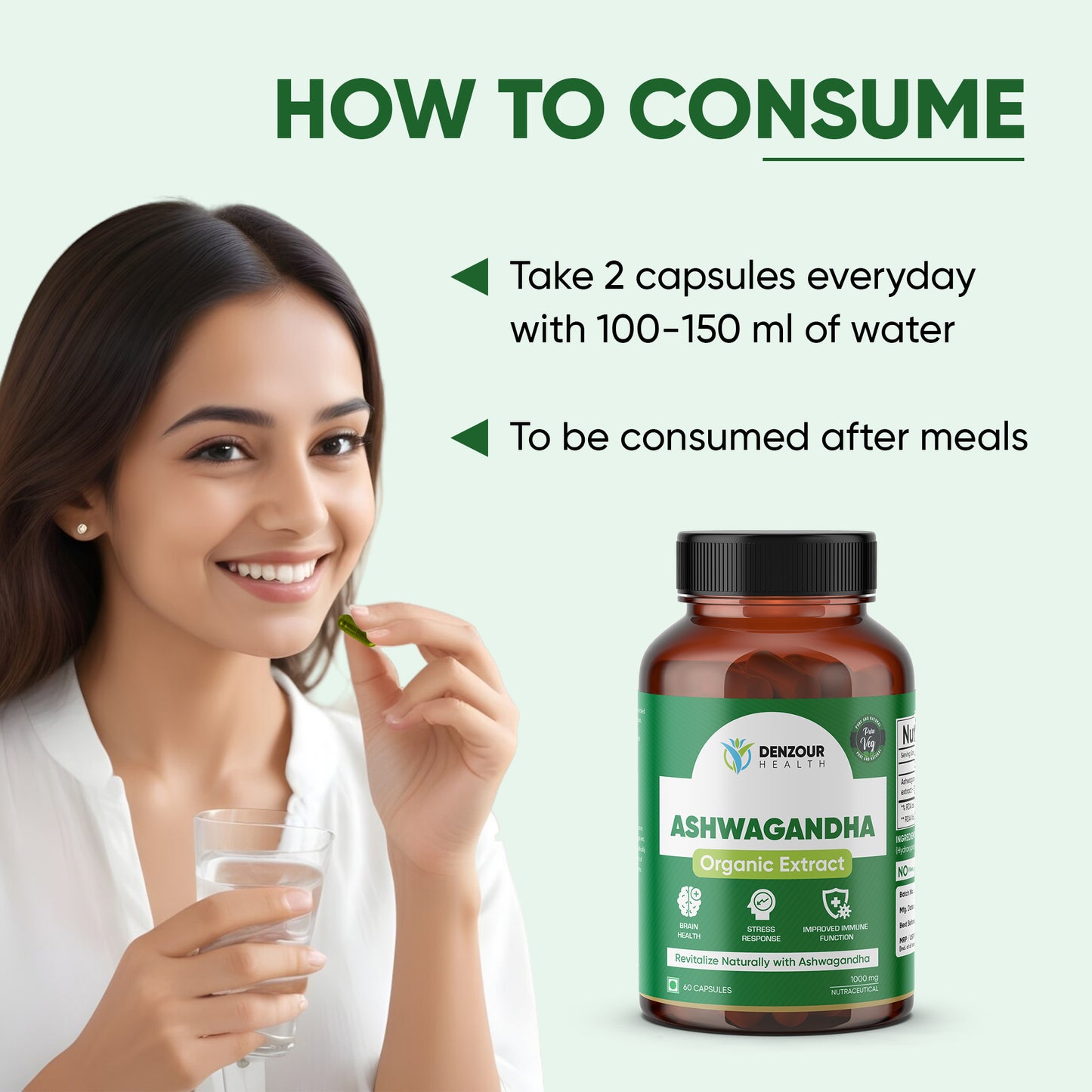 Denzour Health Ashwagandha - 60 Capsules
