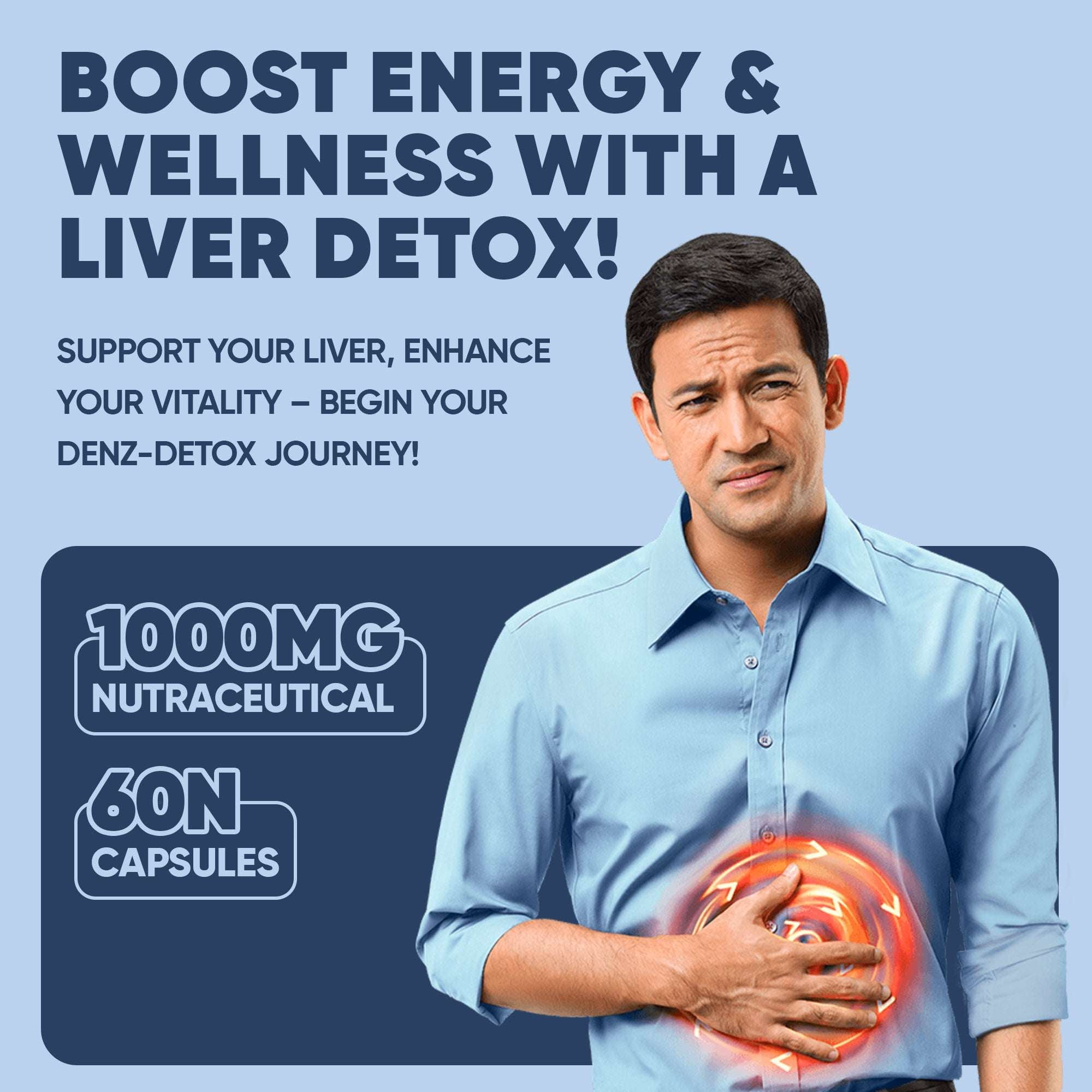 Denz Detox - 60 Capsules | Supports Liver Function | Vegan & Natural, 1000mg Nutraceutical