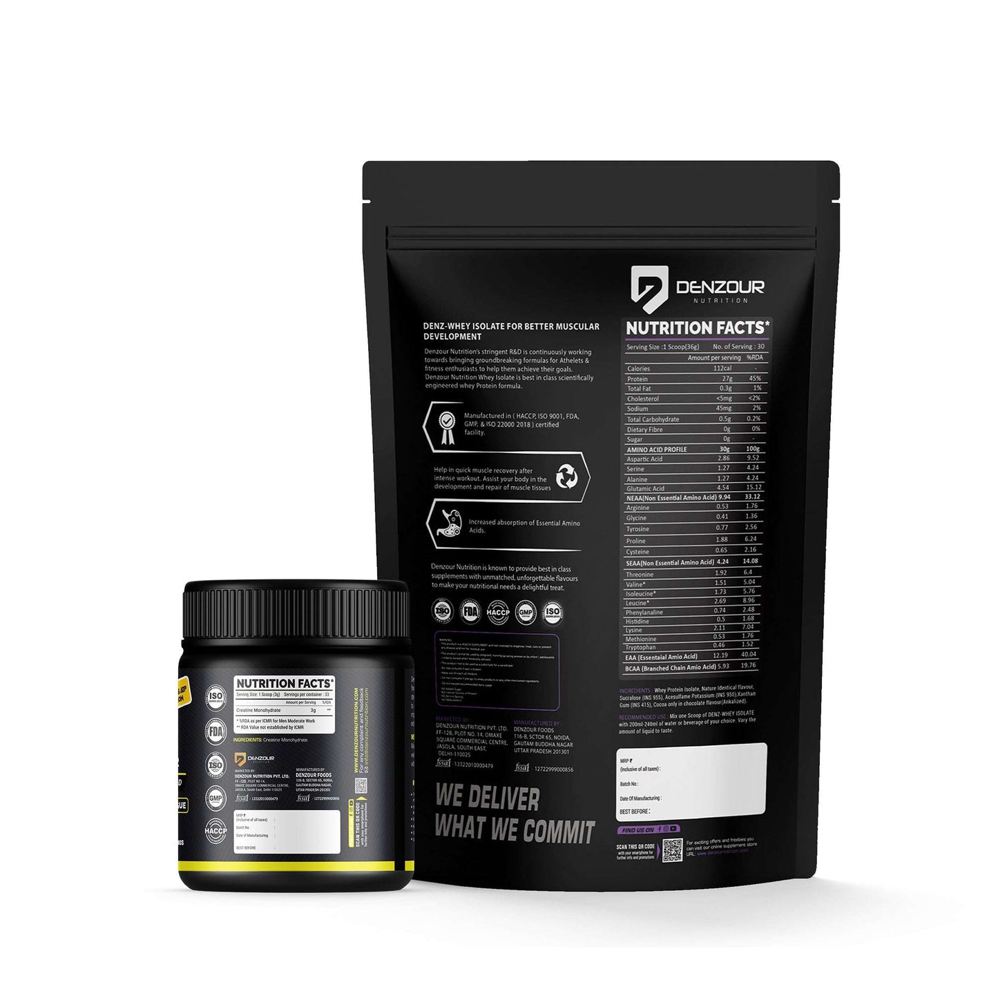 Denzour Nutrition Whey Isolate + Creatine Powder Combo