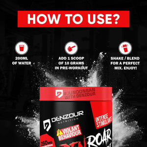 Den Roar Pre-Workout 300g | Quick Muscle Growth | 4500mg Beta - Alanine & 250mg Caffeine