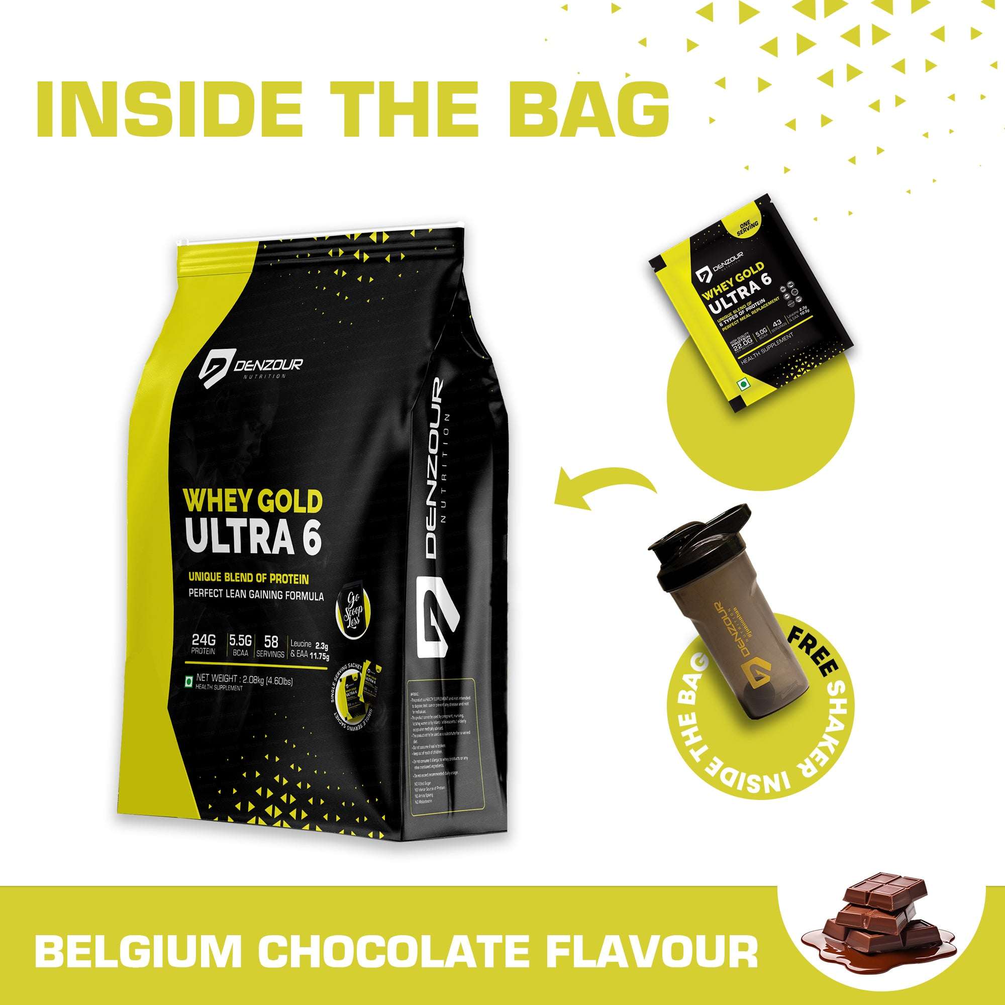 Denzour Whey Gold Ultra 6 Protein Powder | Perfect For Lean Gaining