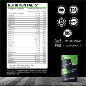 Denzour Multivitamin - 100 Capsules | 25 Vitamins & Minerals