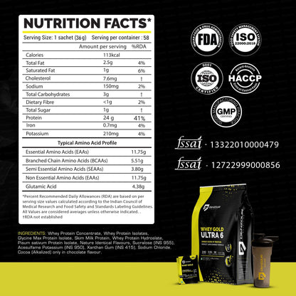 Denzour Whey Gold Ultra 6 Protein Powder | Perfect For Lean Gaining
