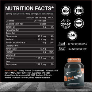 Denzour Mass Gainer 3Kg  Nutrition Facts